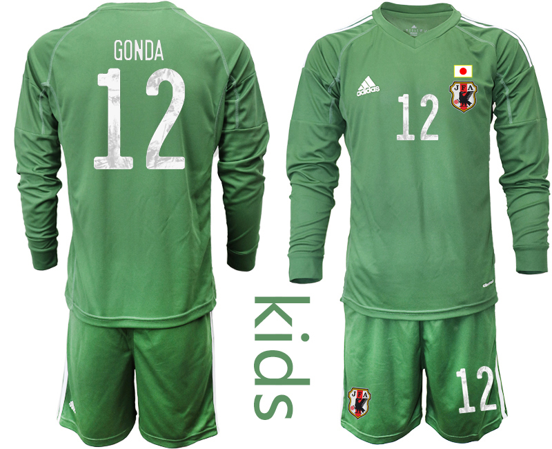 Youth 2020-2021 Season National team Japan goalkeeper Long sleeve green #12 Soccer Jersey